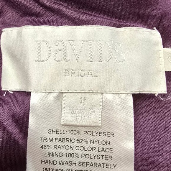 David's Bridal Sleeveless Mesh with Corded Lace Formal Maxi Dress In Plum Sz 8 - Picture 10 of 12